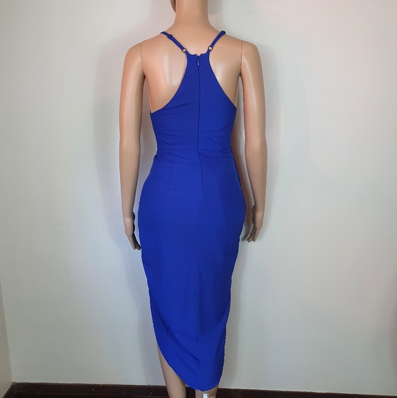 Peppermayo wrap dress gown mid draped Sze 6 cobalt blue strappy wedding cocktail - Picture 7 of 9